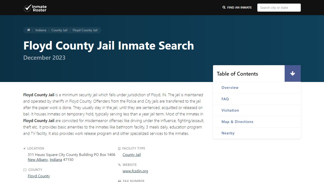 Inmate Search | Floyd County Jail - New Albany, IN