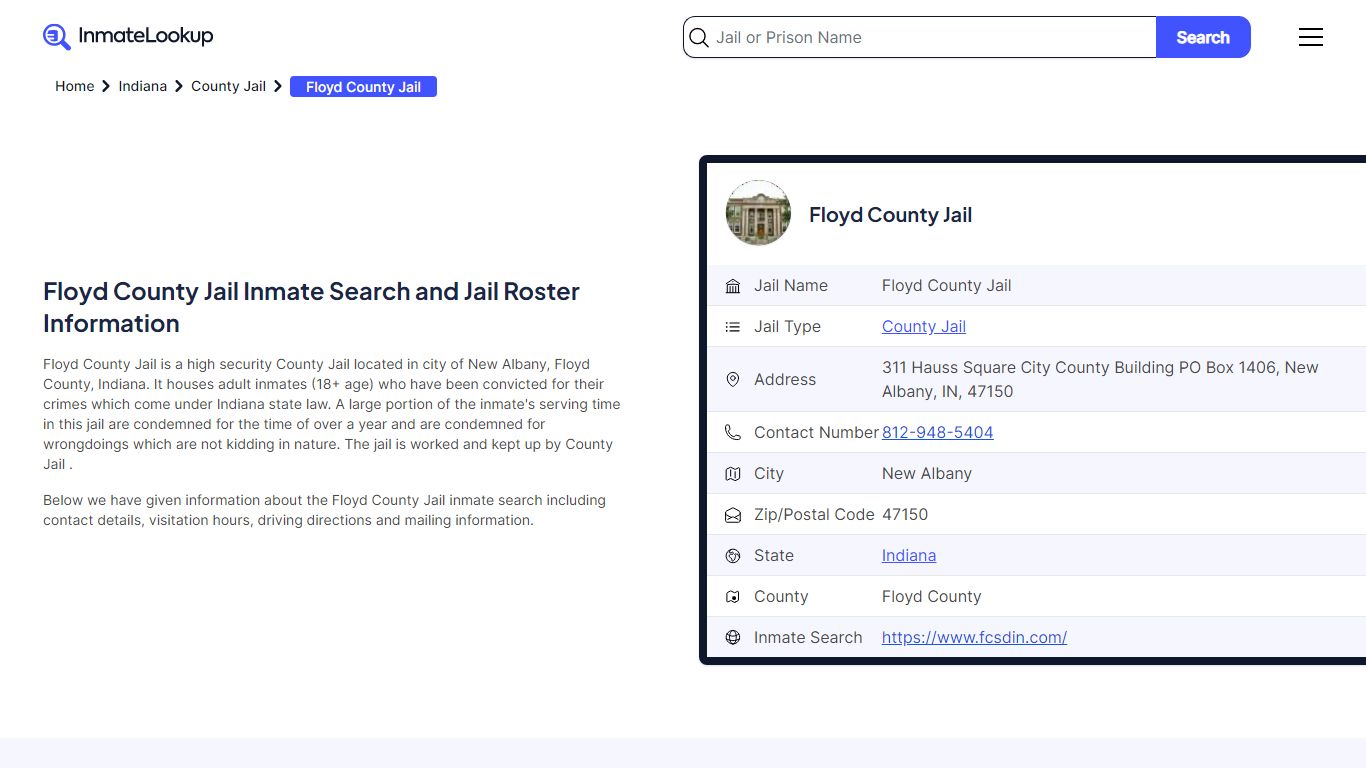 Floyd County Jail Inmate Search - New Albany Indiana - Inmate Lookup